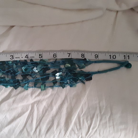 Dyed Blue Shell Necklace and Earrings - Picture 7 of 9